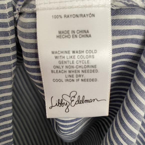LIBBY EDELMAN Woman Striped Blouse Medium Ruffles Front - Picture 5 of 11